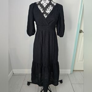 Sofia Vergara Elegant Black Midi Dress Size S
